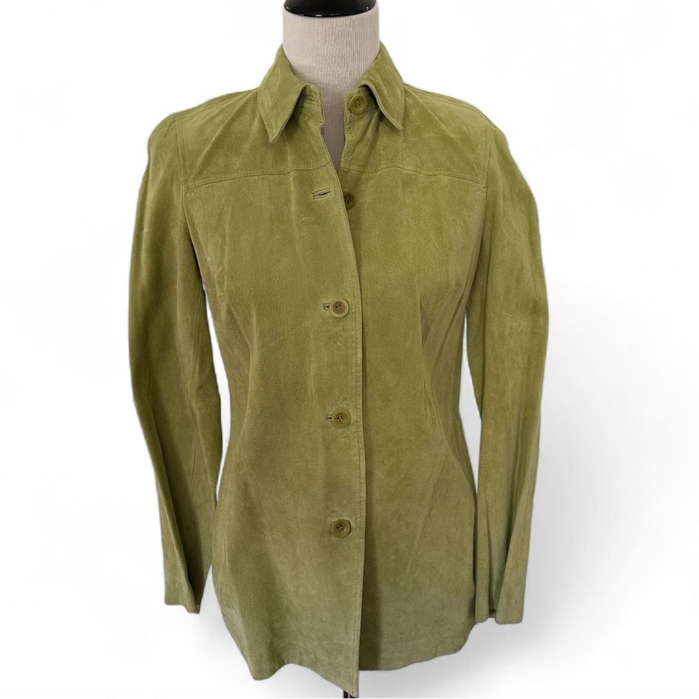 Apple Green Women's Suede Shirt Jacket Saks Fifth Avenue NWT Vintage Sz 4